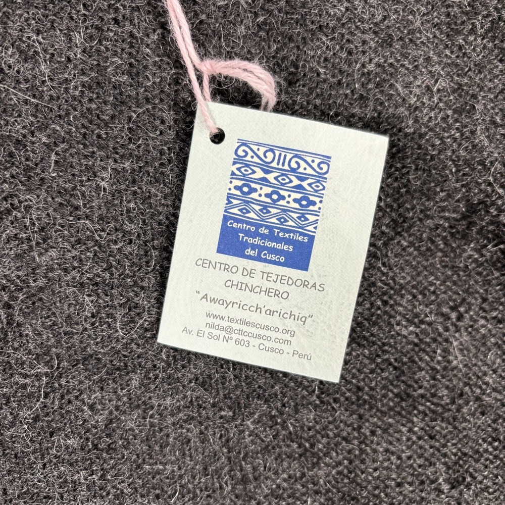 Centro De Textiles Tradicionales Del Cusco Alpaca Wool Sweater Gray V Neck Peru - Picture 3 of 12